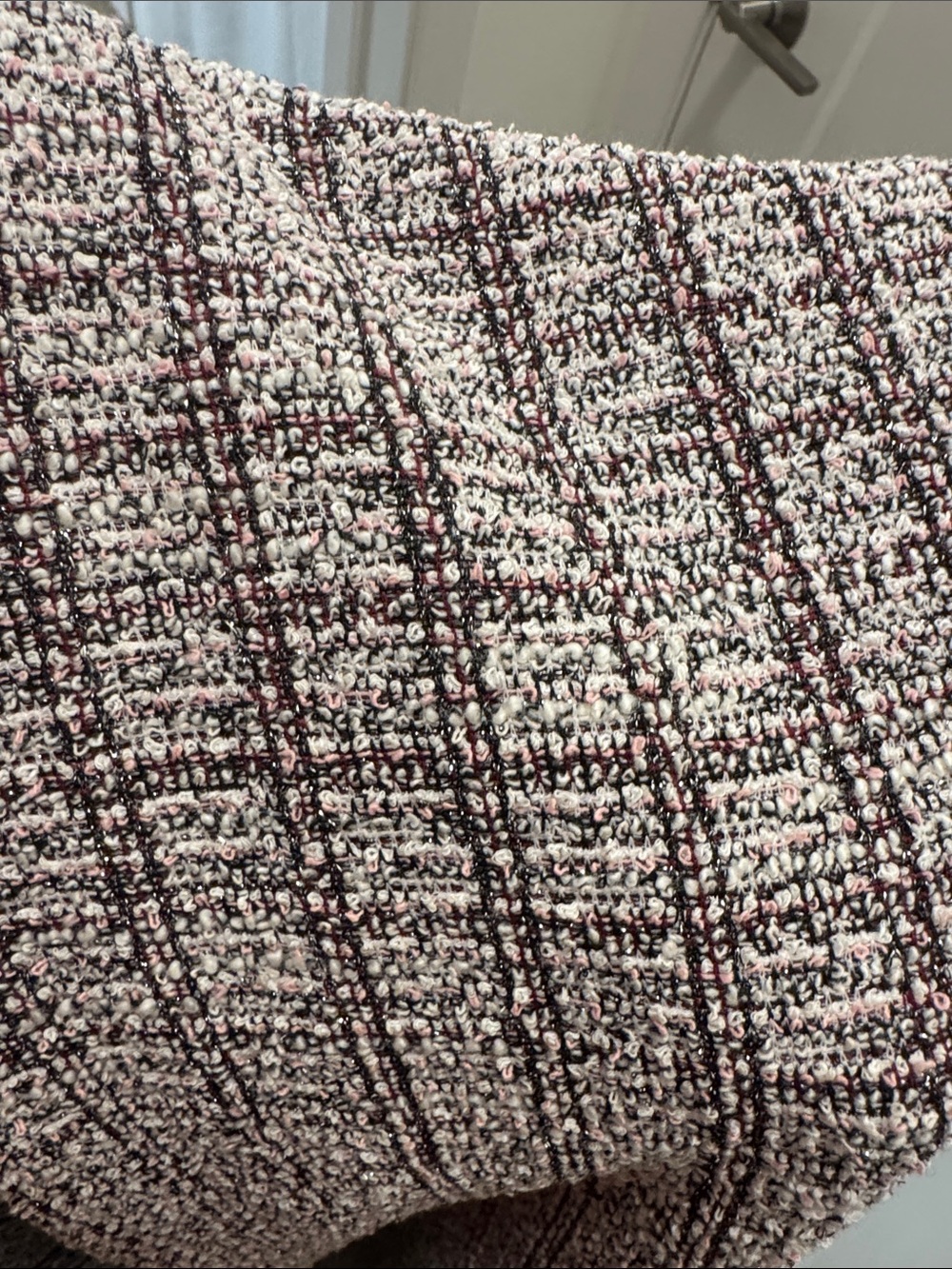 🆕 WinWin Tweed Wide-Leg Pants in Plum, Pink, Black & Cream. L. Inseam 36. NWOT!🔥 - Picture 5 of 5